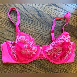 Victoria's Secret Pink Lace Balconette Unlined Bra 34D